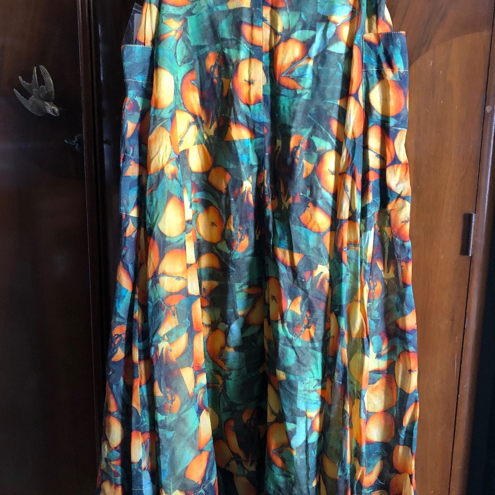 Anthropologie orange print maxi skirt